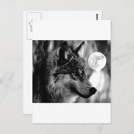 Wolf & Moon Postkarte (Vorne/Hinten)