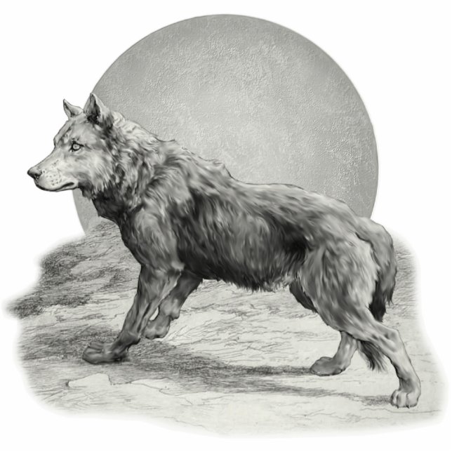 Wolf Moon Profil Freistehende Fotoskulptur (Vorne)