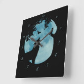 Wolf Moon Raven Owl Wildlife Clock Quadratische Wanduhr (Winkel)