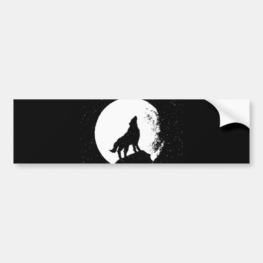 Wolf & Moon Silhoutte Autoaufkleber (Vorne)