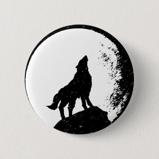 Wolf & Moon Silhoutte Button (Vorderseite)