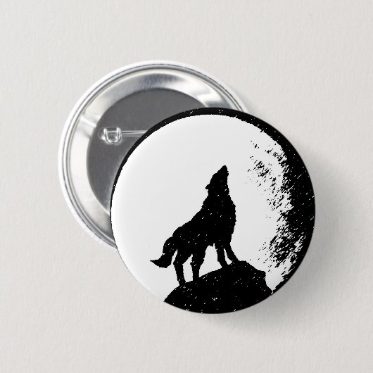 Wolf & Moon Silhoutte Button (Vorne & Hinten)
