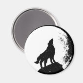 Wolf & Moon Silhoutte Magnet (Vorderseite/Rückseite)