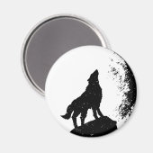Wolf & Moon Silhoutte Magnet (Vorderseite/Rückseite)