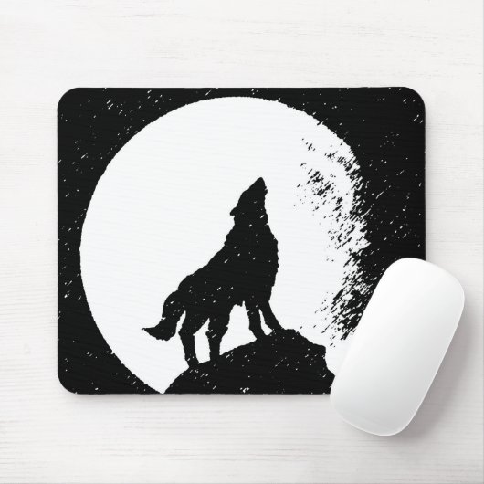Wolf & Moon Silhoutte Mousepad (Mit Mouse)