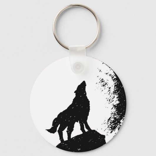 Wolf & Moon Silhoutte Schlüsselanhänger (Vorderseite)