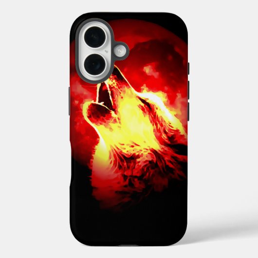 Wolf, Moon und Red Sky Case-Mate iPhone Hülle (Rückseite)