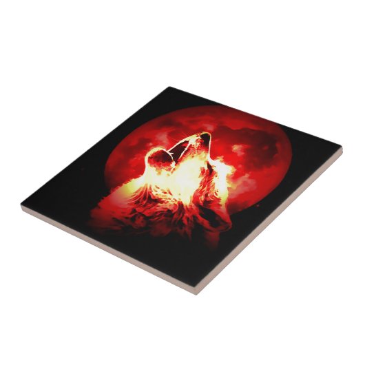 Wolf, Moon und Red Sky Fliese (Seite)