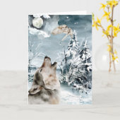 Wolf Moon Winterlandschaft Wasserfarbenen Urlaub Karte (Gelbe Blume)