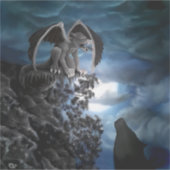Wolf Moon - Wolf mit Golem Aufkleber (Vorderseite)
