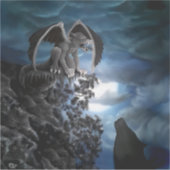 Wolf Moon - Wolf mit Golem Aufkleber (Vorderseite)