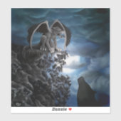 Wolf Moon - Wolf mit Golem Aufkleber (Blatt)