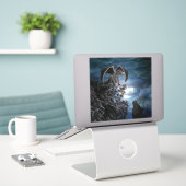 Wolf Moon - Wolf mit Golem Aufkleber (Laptop auf Schreibtisch)