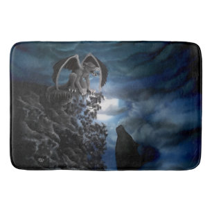 Wolf Moon - Wolf mit Golem Badematte