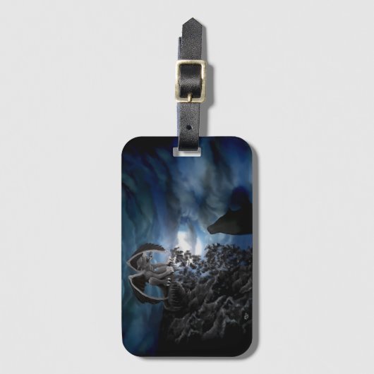 Wolf Moon - Wolf mit Golem Gepäckanhänger (Vorderseite Vertikal)