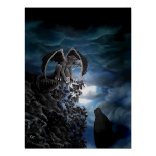 Wolf Moon - Wolf mit Golem Poster