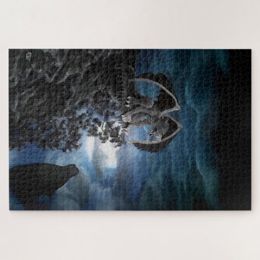 Wolf Moon - Wolf mit Golem Puzzle (Horizontal)