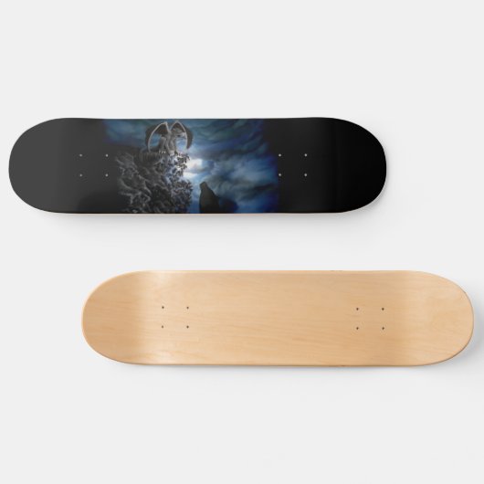 Wolf Moon - Wolf mit Golem Skateboard (Horizontal)