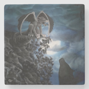 Wolf Moon - Wolf mit Golem Steinuntersetzer