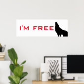 Wolf Motivierend Freedom Black & White Poster (Heimbüro)