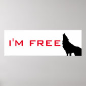Wolf Motivierend Freedom Black & White Poster (Vorne)