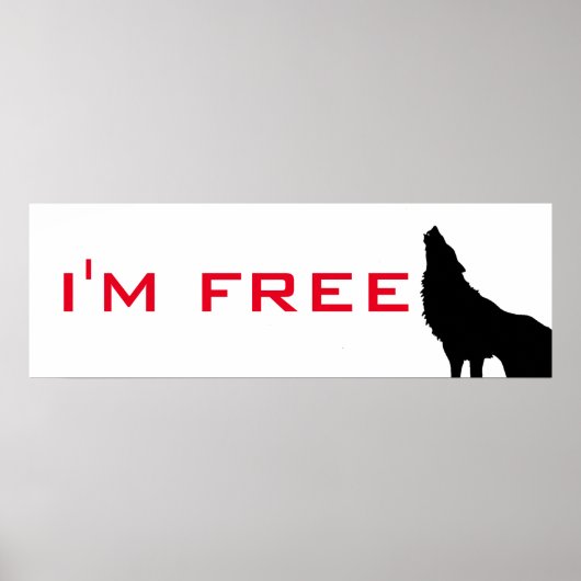 Wolf Motivierend Freedom Black & White Poster (Vorne)