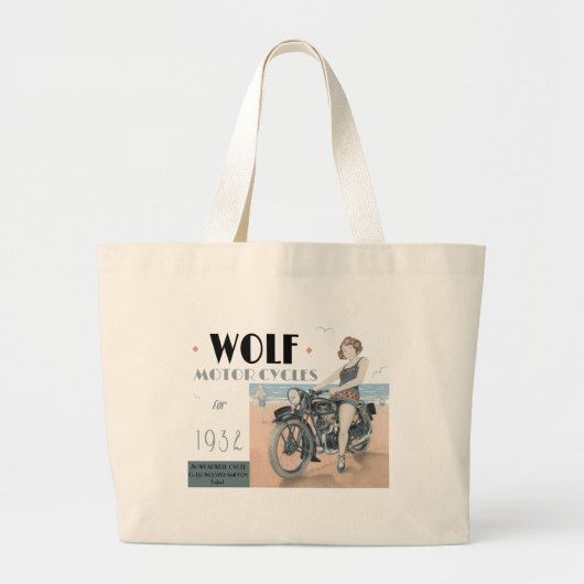 Wolf Motorcycles Poster Vintage Große Tasche (Vorne)