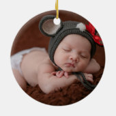 Wolf Mountain Forest Baby's First Christmas Foto Keramik Ornament (Hinten)