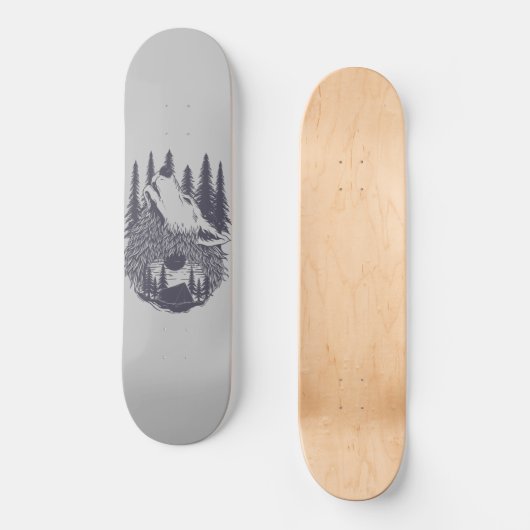 Wolf Mountain Forest Sunset Zent Camping Skateboard (Vorderseite)