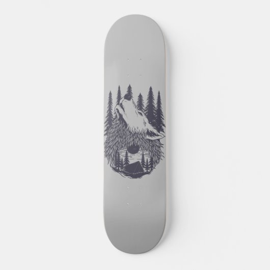 Wolf Mountain Forest Sunset Zent Camping Skateboard (Vorderseite)