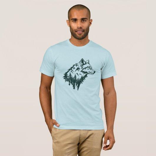 Wolf mountains minimalist art T-Shirt (Vorne ganz)