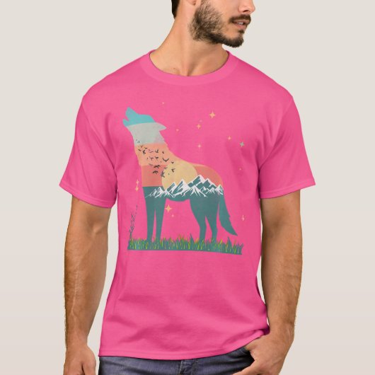 Wolf Mountains Vögel fliegen Sonnenuntergang oder T-Shirt (Vorderseite)