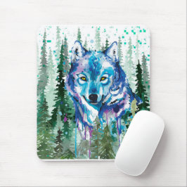 Wolf Mouse Pad | Farbiger Watercolor Wolf Mousepad