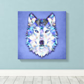 Wolf Multi Color Mixed Media Design 1 Leinwanddruck (Insitu (Holzboden))