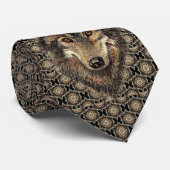 Wolf Muster Tribal Schwarz Grau Braun Töne Krawatte (Gerollt)