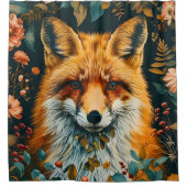 Wolf-Muster Vintage-Wald Blumen Garten Duschvorhang (Vorderseite)