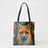 Wolf-Muster Vintage-Wald Blumen Garten Tasche (Vorderseite)