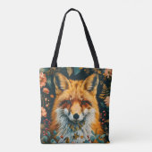 Wolf-Muster Vintage-Wald Blumen Garten Tasche (Rückseite)