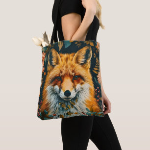 Wolf-Muster Vintage-Wald Blumen Garten Tasche