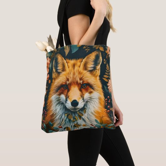 Wolf-Muster Vintage-Wald Blumen Garten Tasche (Von Nahem)