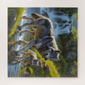 Wolf Mutter und Welpe Puzzle (Horizontal)