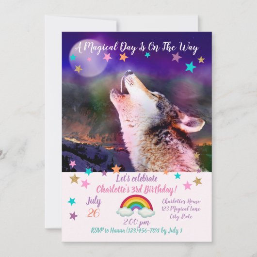 Wolf nachts einladung (Vorderseite)