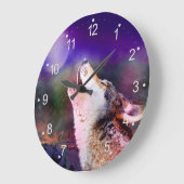 Wolf nachts große wanduhr (Winkel)