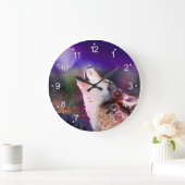 Wolf nachts große wanduhr (Zuhause)