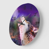 Wolf nachts große wanduhr (Winkel)