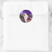Wolf nachts runder aufkleber (Tasche)