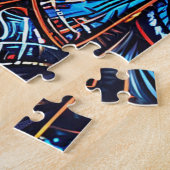 Wolf nachts unter dem Halbmond Puzzle (Seite)