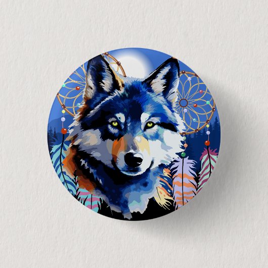 Wolf Native Animal Spirit Button (Vorderseite)