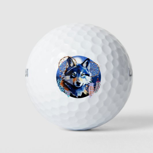 Wolf Native Animal Spirit Golfball (Vorderseite)