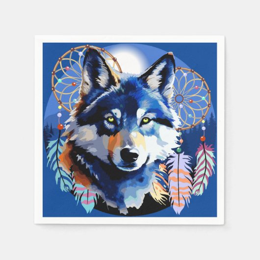 Wolf Native Animal Spirit Serviette (Vorderseite)